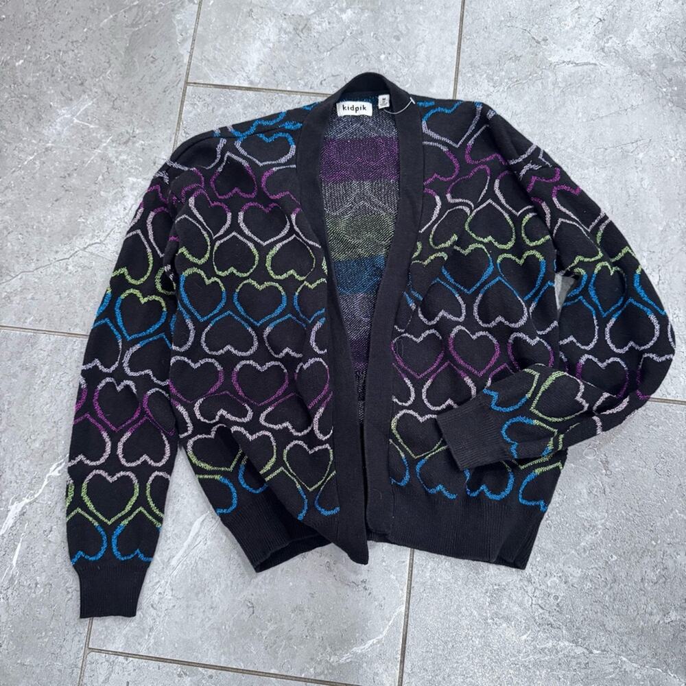 Girls kidpik Multicolor Heart Pattern Cardigan, size M (10)